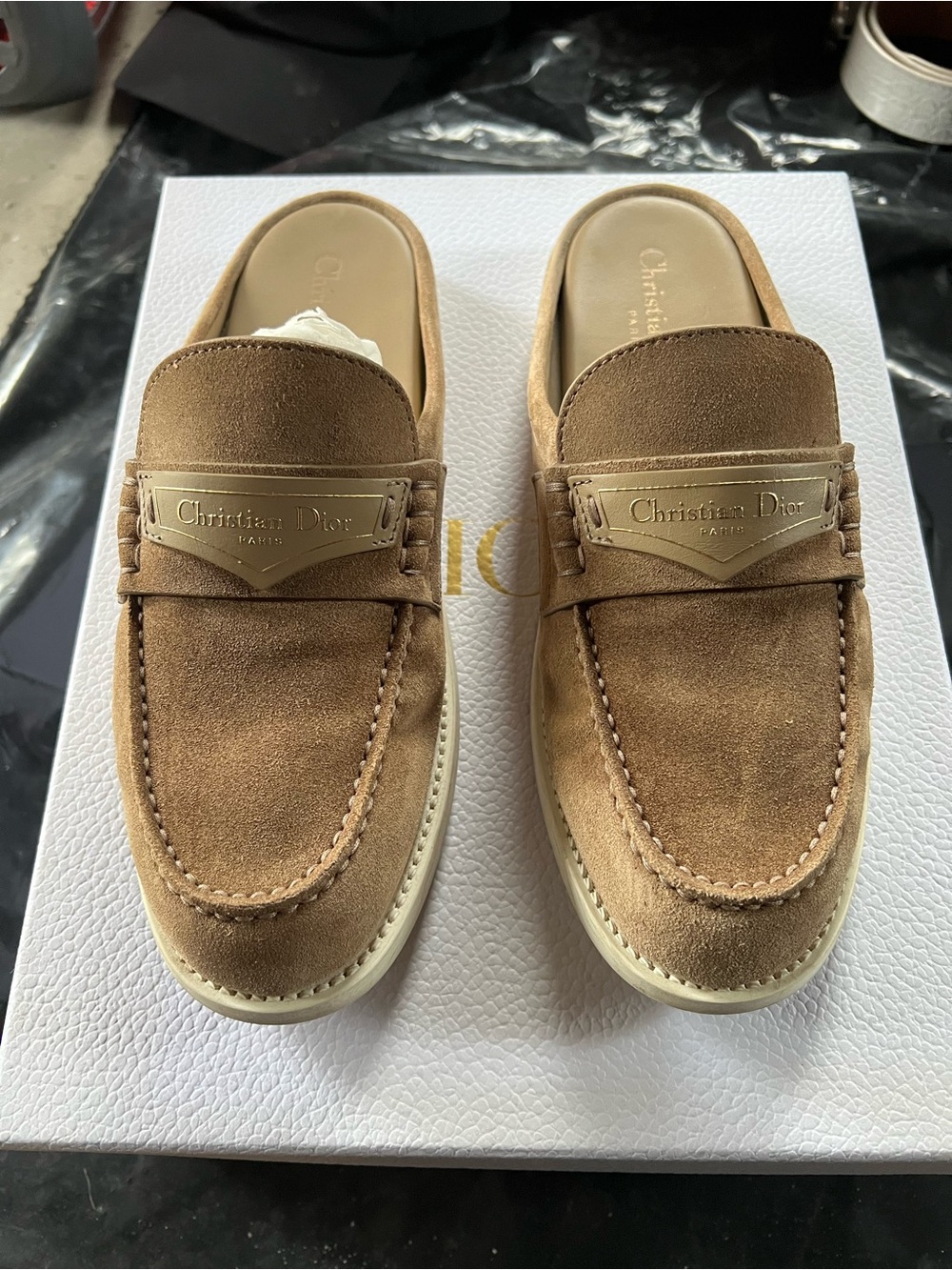 Dior Boy Tan Suede Slip-On Loafers